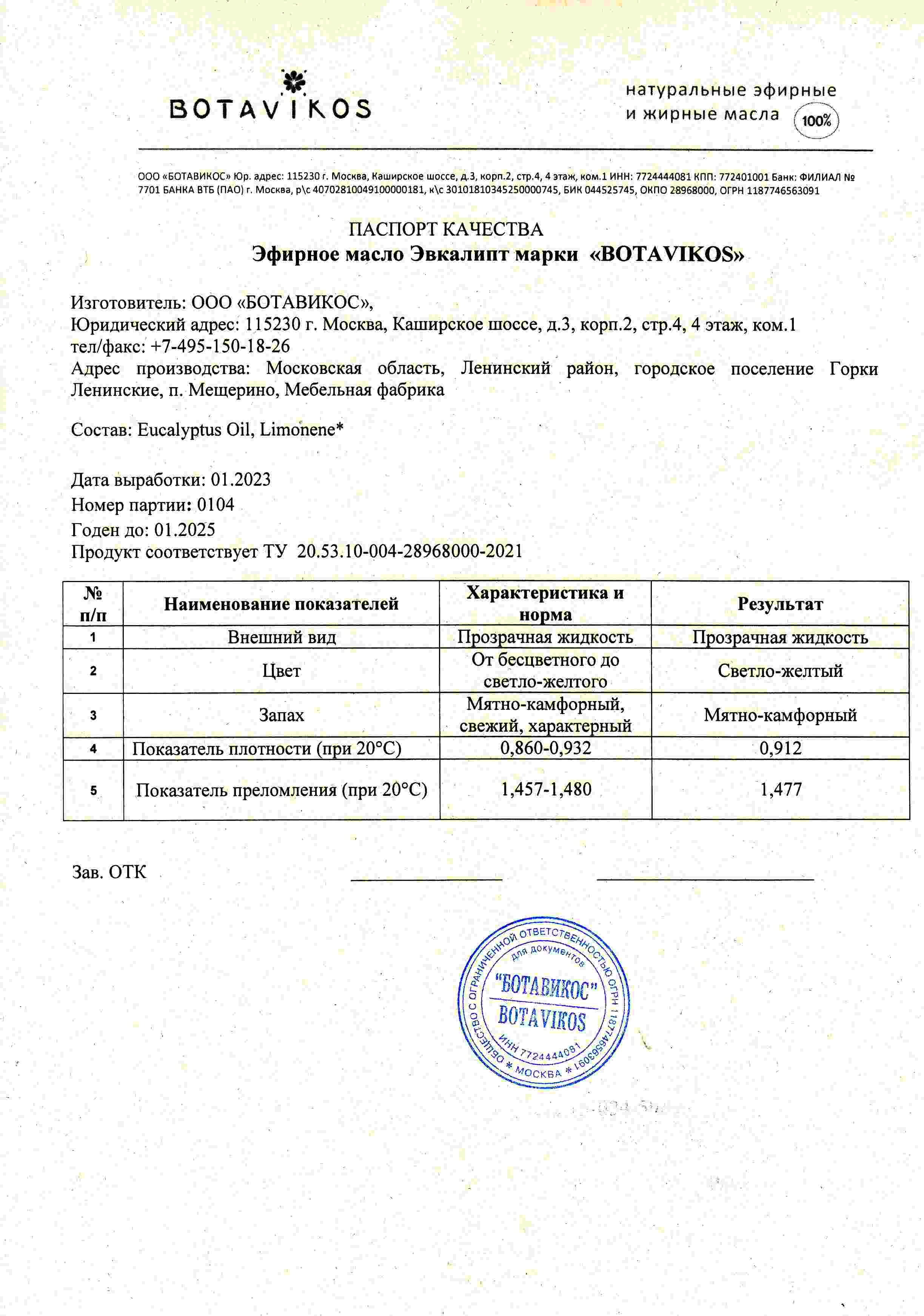 Паспорт №012023